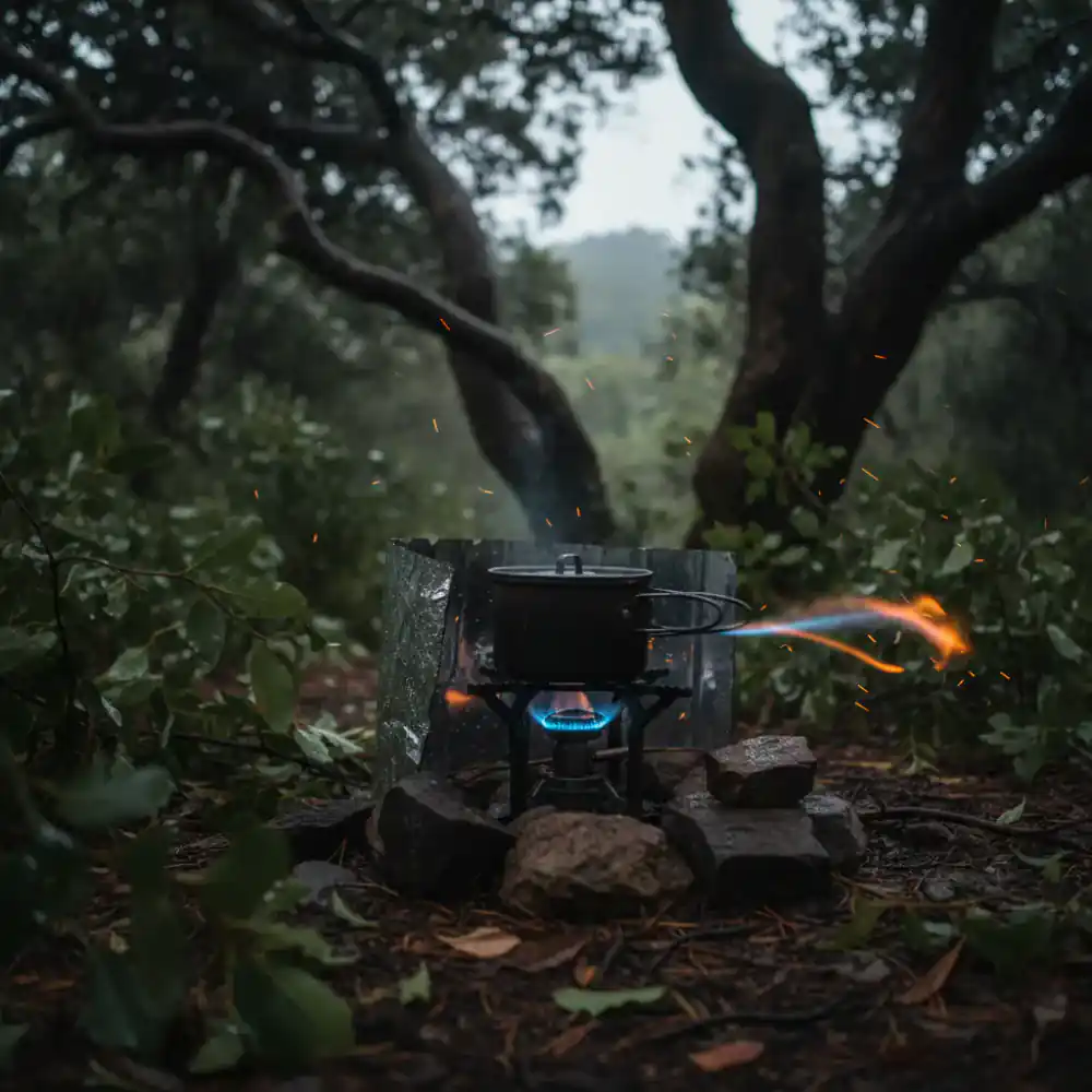 Portable gas burner operating in high wind