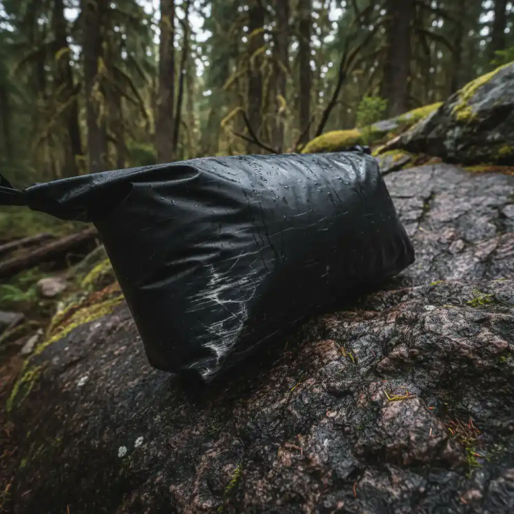 Dry bag scraping against granite rock